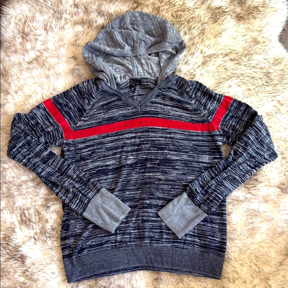 Amarni Exchange Gray and Red Striped Hoodie